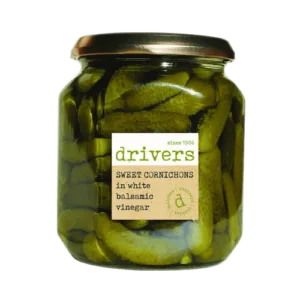 Drivers Sweet Cornichons in White Balsamic Vinegar