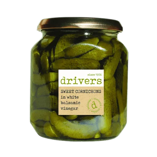 Drivers Sweet Cornichons in White Balsamic Vinegar