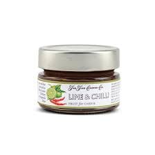 Jar of Lime & Chilli Chutney on white background