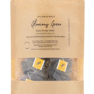 Packaged organic green tea bags from JP's Originals