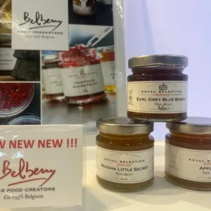 Belberry fruit preserves and tea jellies on display