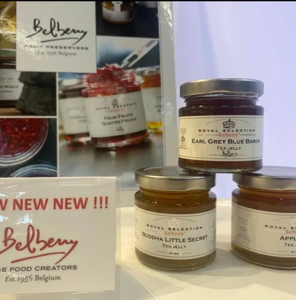 Belberry fruit preserves and tea jellies on display