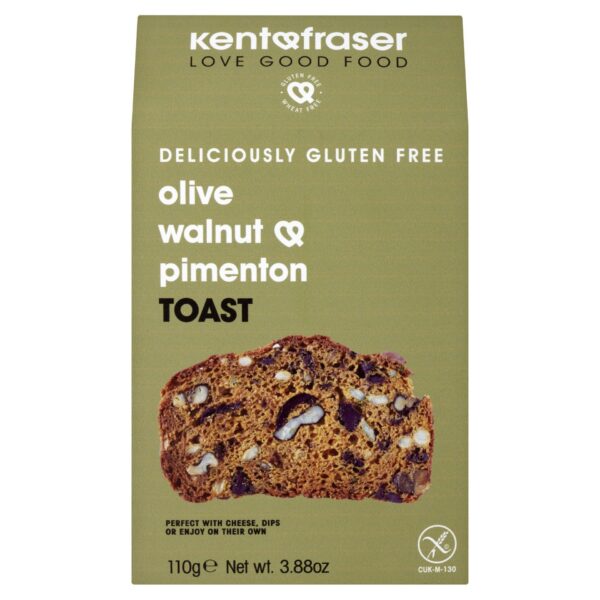 Kent & Fraser gluten-free olive walnut toast packaging