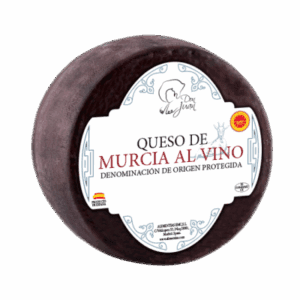 Queso de Murcia al Vino cheese wheel with label