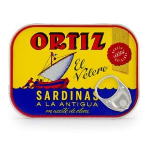 Ortiz sardines tin with vintage sailboat design