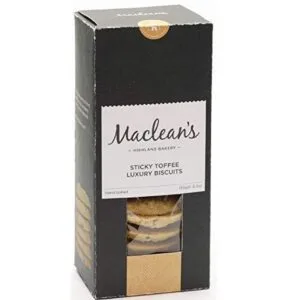 Macleans Sticky Toffee Luxury Biscuits box
