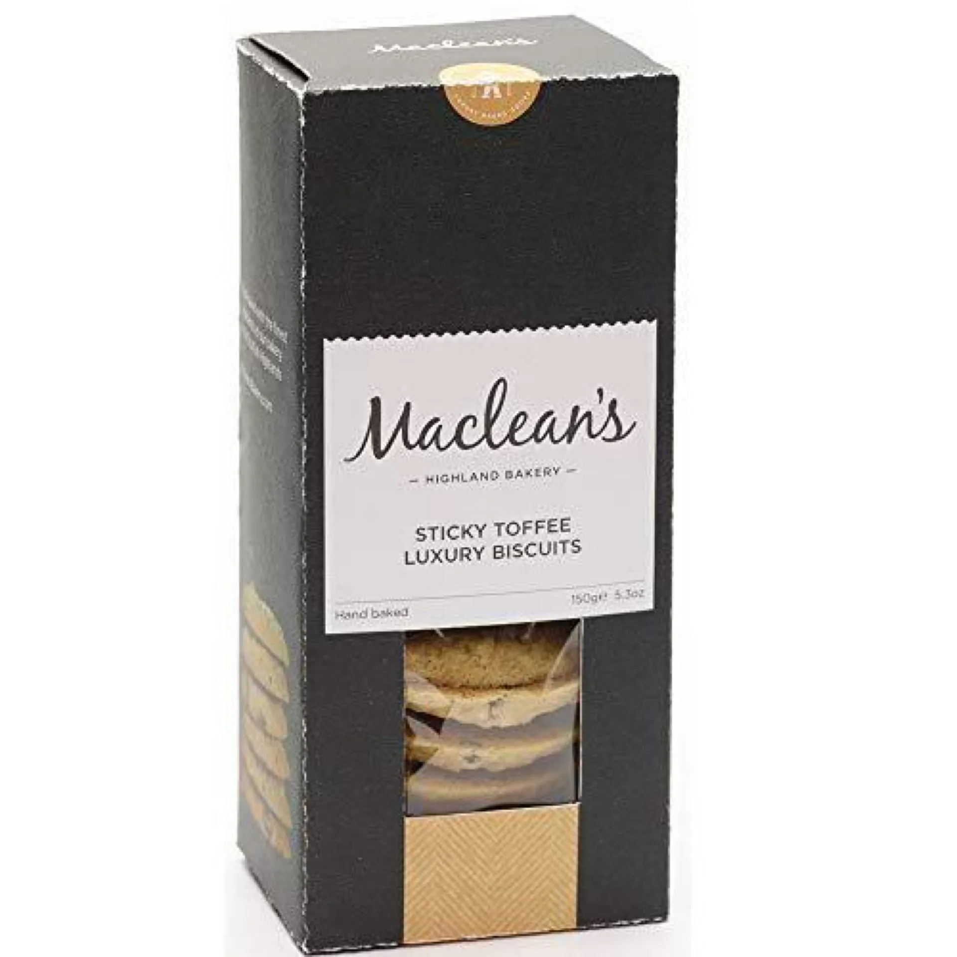 Macleans Sticky Toffee Luxury Biscuits box