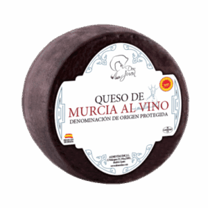 Queso de Murcia al Vino cheese wheel with label