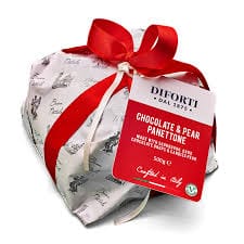 Chocolate and pear panettone with red bow