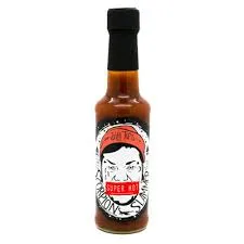 Spicy hot sauce bottle with illustrated label