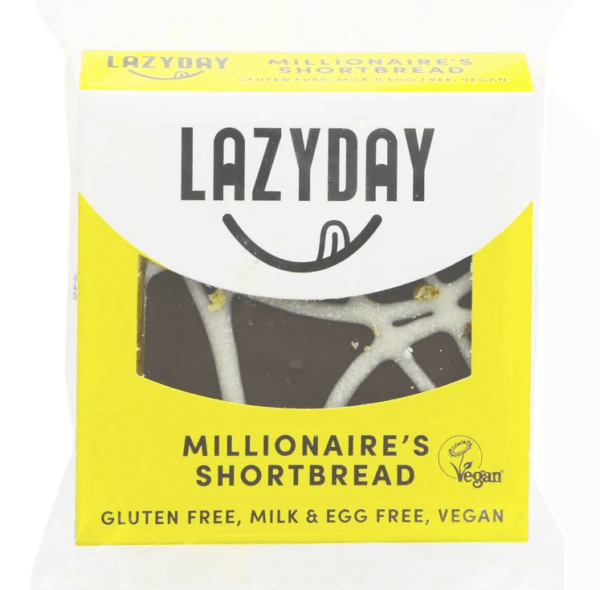 Pack of LazyDay vegan millionaire's shortbread, gluten-free