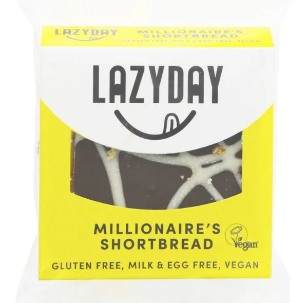 Pack of LazyDay vegan millionaire's shortbread, gluten-free