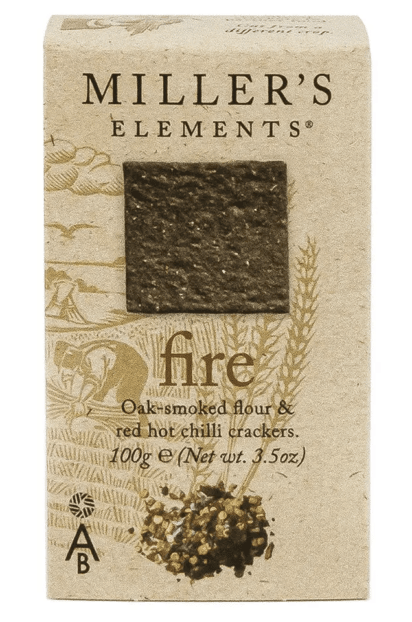 Miller's Elements fire-flavoured crackers packaging