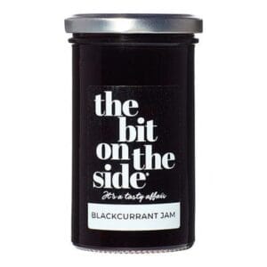 Blackcurrant jam jar labeled 'The Bit on the Side'