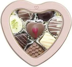Heart-shaped box filled with assorted chocolates
