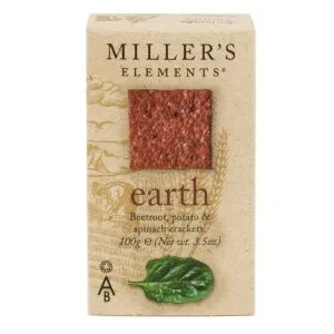 Miller's Earth Crackers, beetroot potato spinach, 100g pack