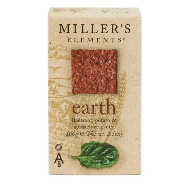 Miller's Earth Crackers, beetroot potato spinach, 100g pack