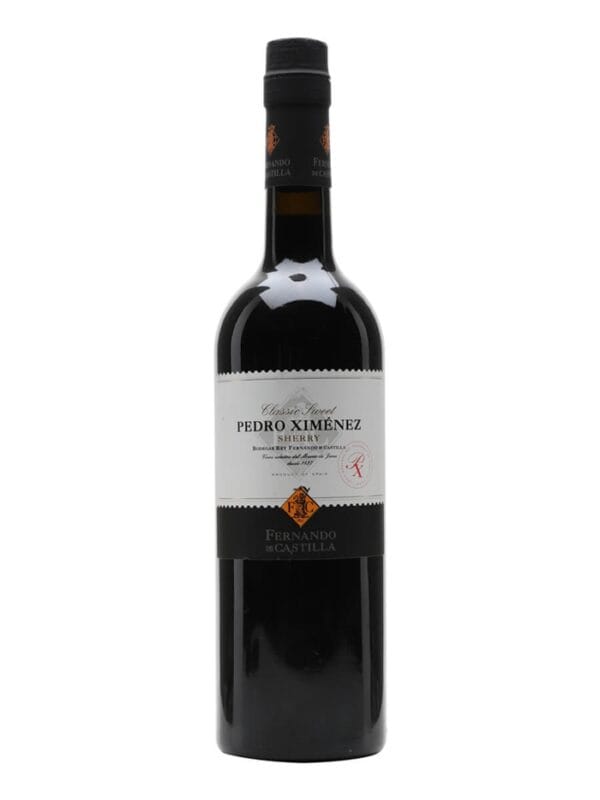 Bottle of Pedro Ximenez sherry wine, Fernando de Castilla