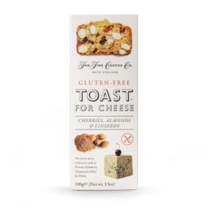 Gluten-free toast for cheese with cherries, almonds, linseeds