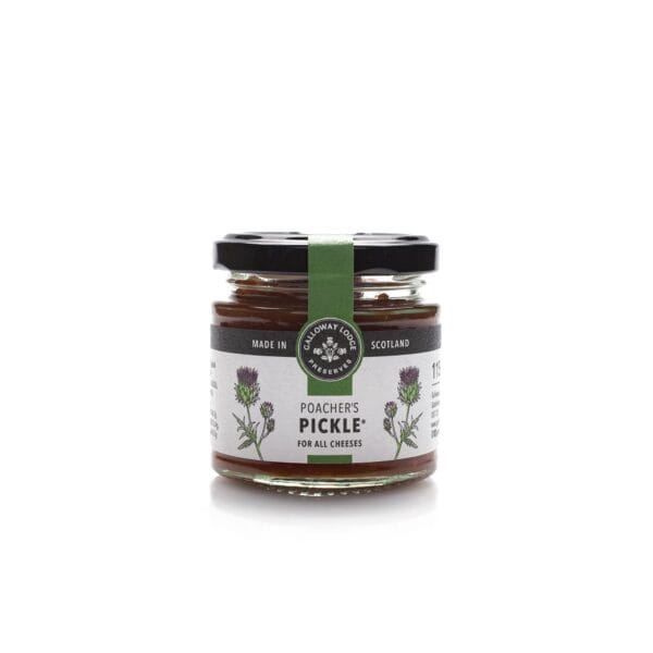 Jar of Poacher's Pickle for cheese, made in Scotland