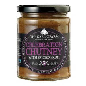 The Garlic Farm Celebration Chutney jar with spiced fruit