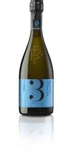 Champagne bottle with blue label number 3