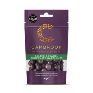 CamBrook salted caramel chocolate hazelnuts packaging